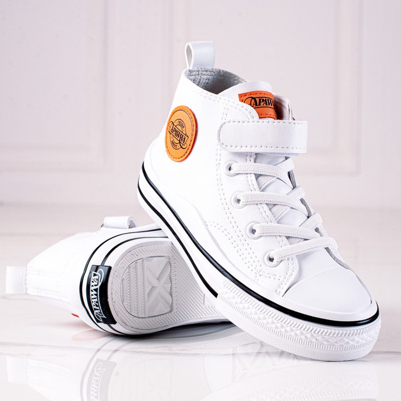 Dětské vysoké tenisky Shelovet z ekologické kůže v bílé barvě bílý 1