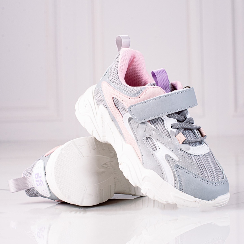 Dětské tenisky Shelovet na silné podrážce, světle šedé růžový šedá 1