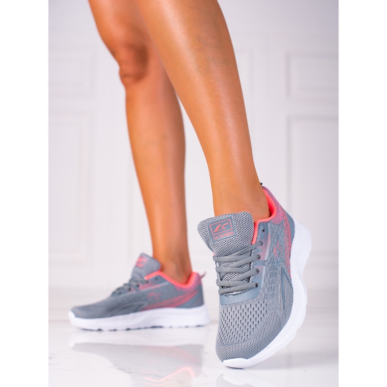SHELOVET Světle šedá šněrovací sportovní obuv s bílou podrážkou 1