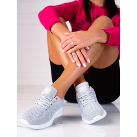 Dámské světle šedé sportovní boty SHELOVET se šněrováním šedá 2