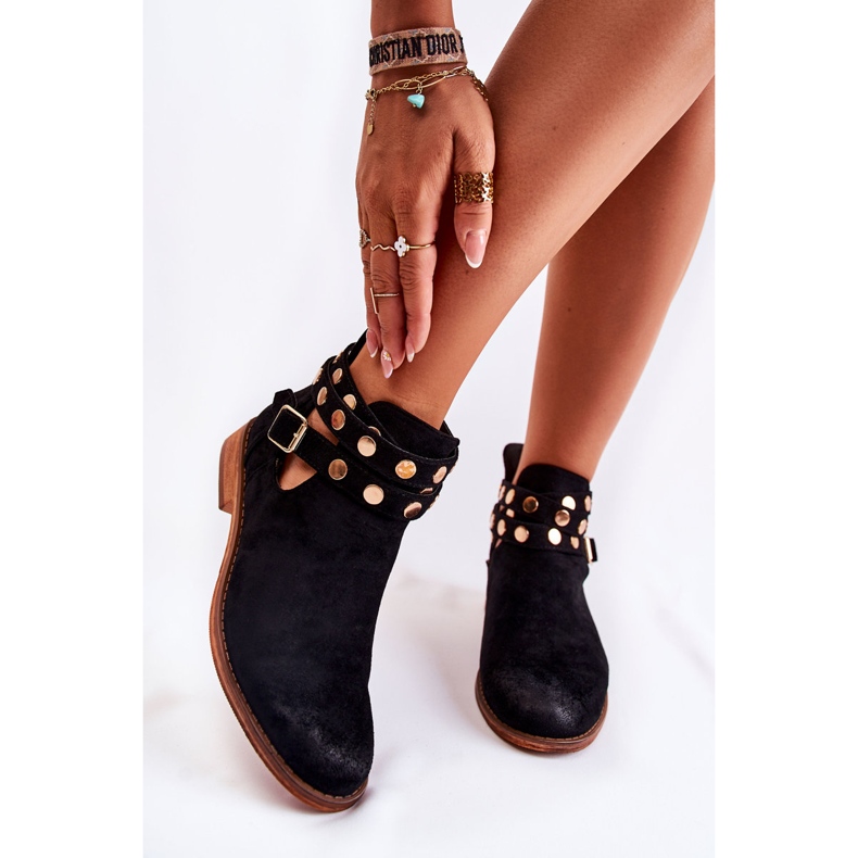 WS1 Dámské kozačky s tryskami na plochém podpatku Black Larino černá 2 WS1 Dámské kozačky s tryskami na plochém podpatku Black Larino černá 2