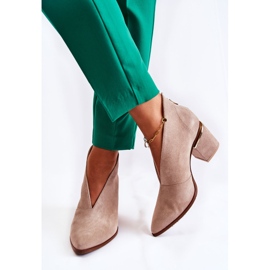 Kožené kozačky na vysokém podpatku Laura Messi Světle béžová 2344 béžový 2