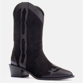 Marco Shoes Černé kozačky z přírodního semiše černý 1