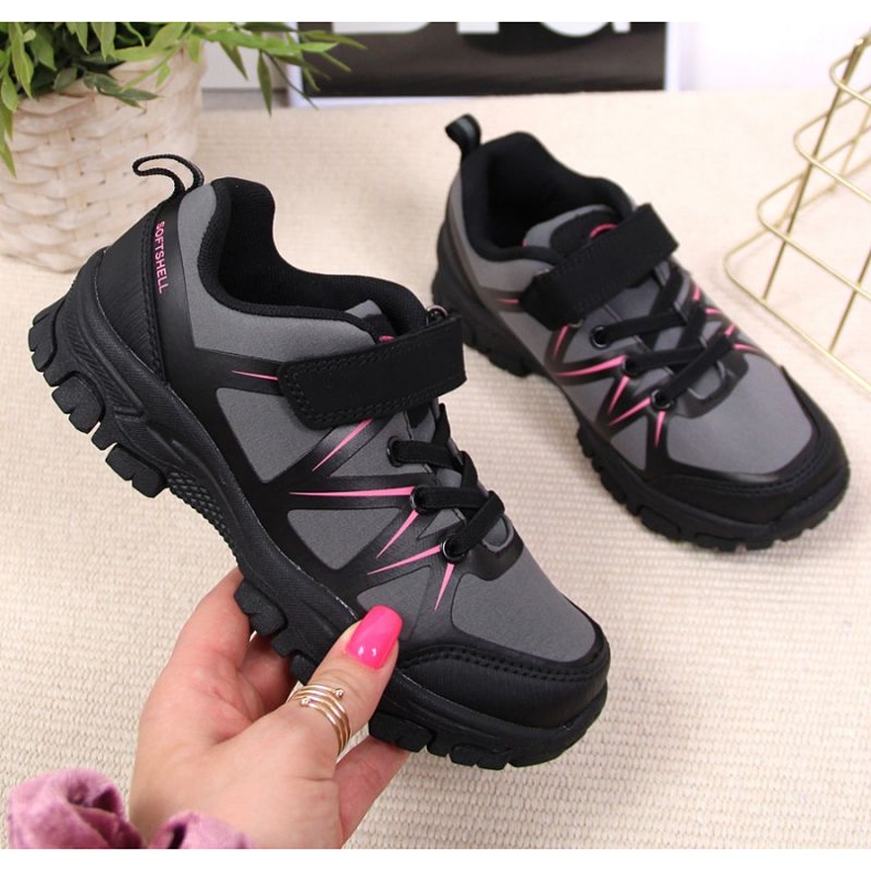 Turistické boty American Club Jr AM902A šedé na suchý zip šedá 1