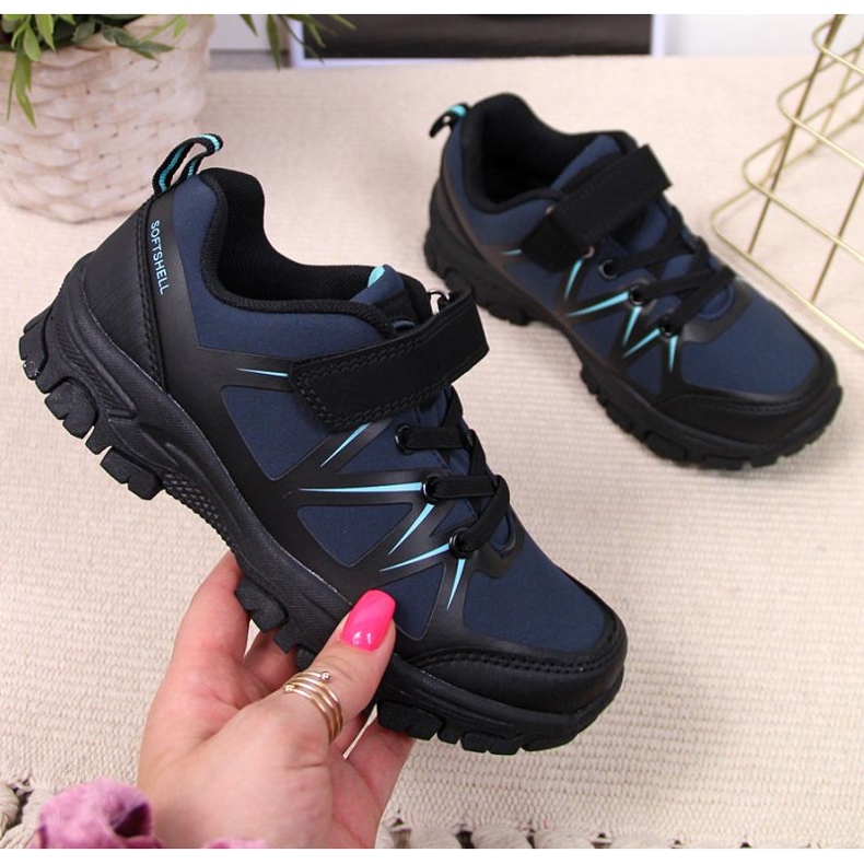 Trekové boty na suchý zip American Club Jr AM902B tmavě modrá námořnická modrá 1