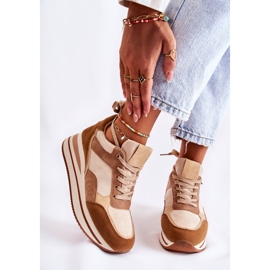 PS1 Dámské semišové sportovní boty hnědo-béžová Elisse béžový hnědý 1