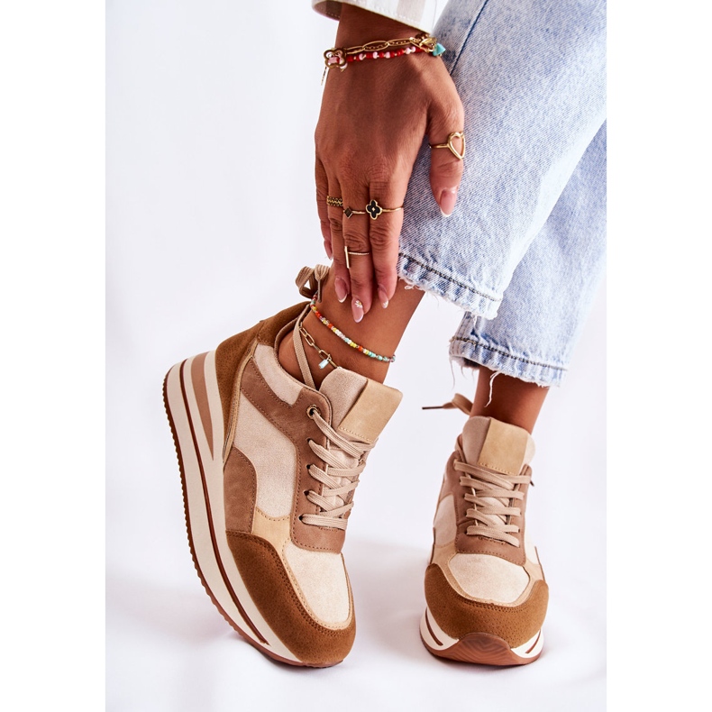 PS1 Dámské semišové sportovní boty hnědo-béžová Elisse béžový hnědý 1