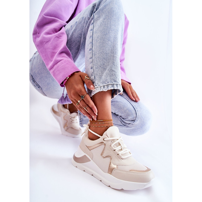 PG1 Dámské módní tenisky světle béžové Allie béžový zlatý 2