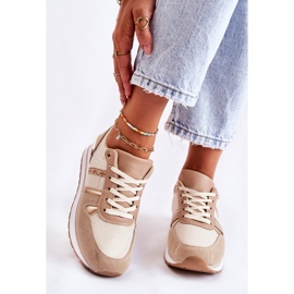 PG1 Klasické dámské vázané sportovní boty Béžová Elenes béžový 1