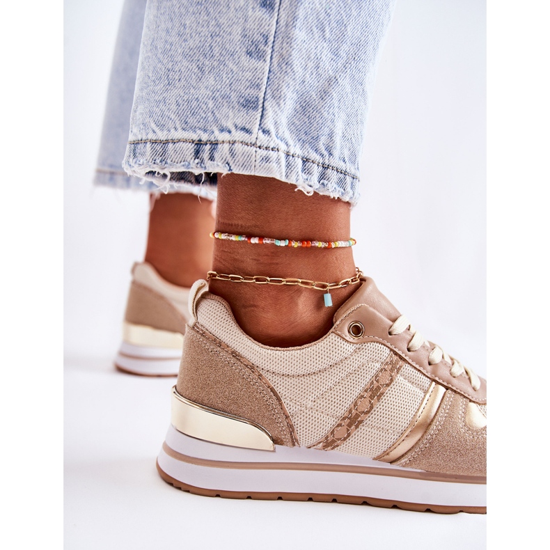 PG1 Klasické dámské vázané sportovní boty Béžová Elenes béžový 2