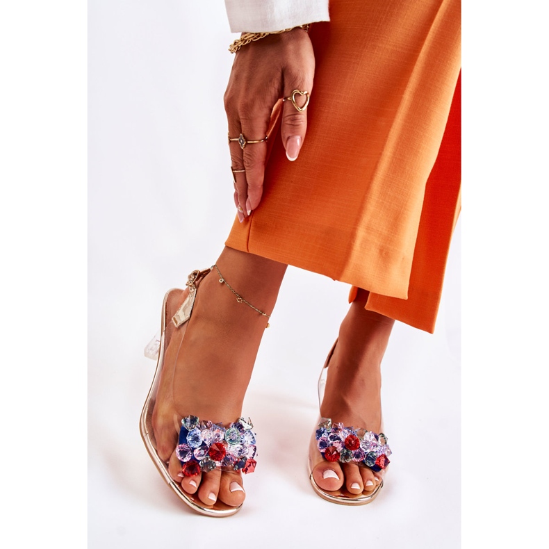 S.Barski Elegantní sandály se zlatými krystaly lanette vícebarevný 1