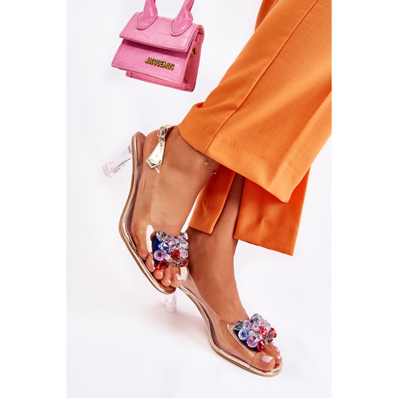 S.Barski Elegantní sandály se zlatými krystaly lanette vícebarevný 2