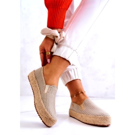 Dámské pletené tenisky Slip On Big Star JJ274394 Béžové béžový zlatý 2