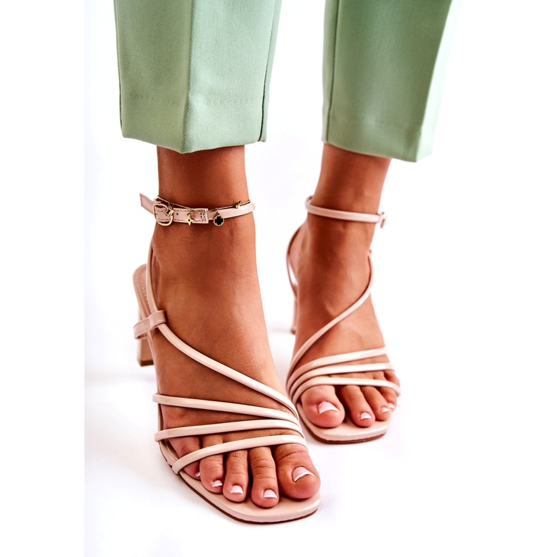 WS1 Klasické lakované sandály na vysokých podpatcích béžová Milani béžový 4