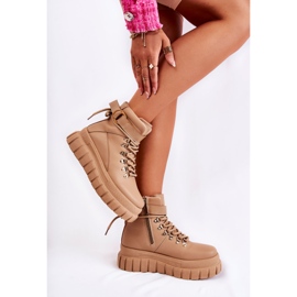 FB3 Módní dámské kotníkové boty béžová La Blanca béžový 1