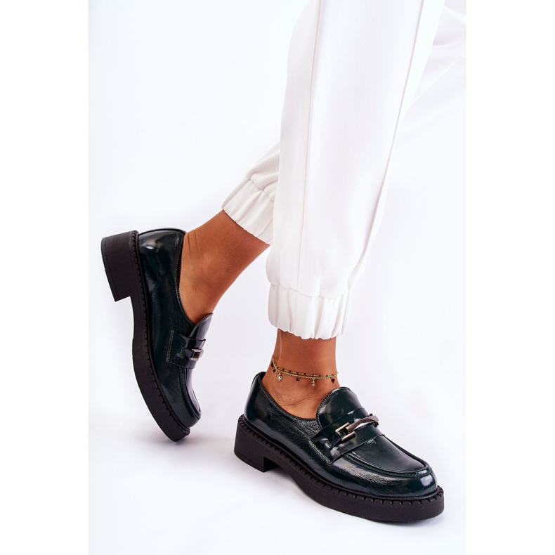 Lakované Boty Se Zeleným Hestill Stříbrným Ornamentem zelená 2