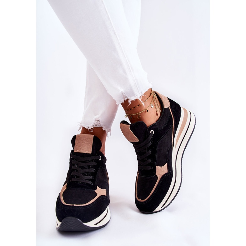 PS1 Dámské semišové sportovní boty černá a béžová Elisse béžový 2