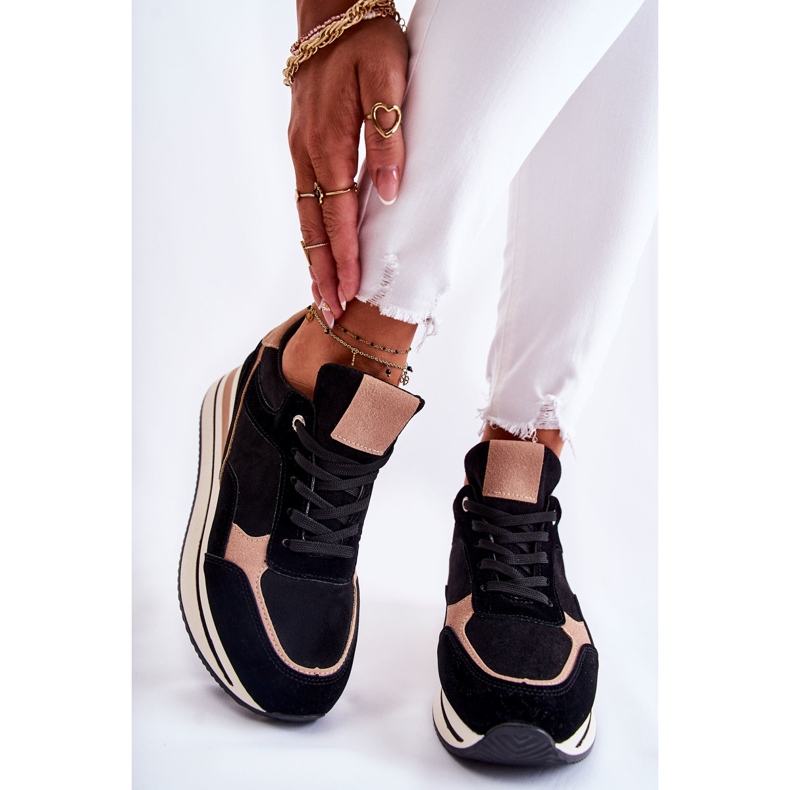 PS1 Dámské semišové sportovní boty černá a béžová Elisse béžový 1