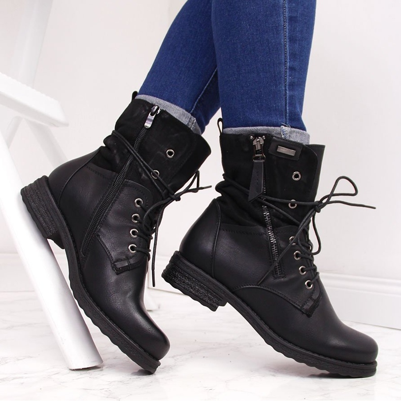 Dámské šněrovací pracovnice na zip, černá Jezzi 1