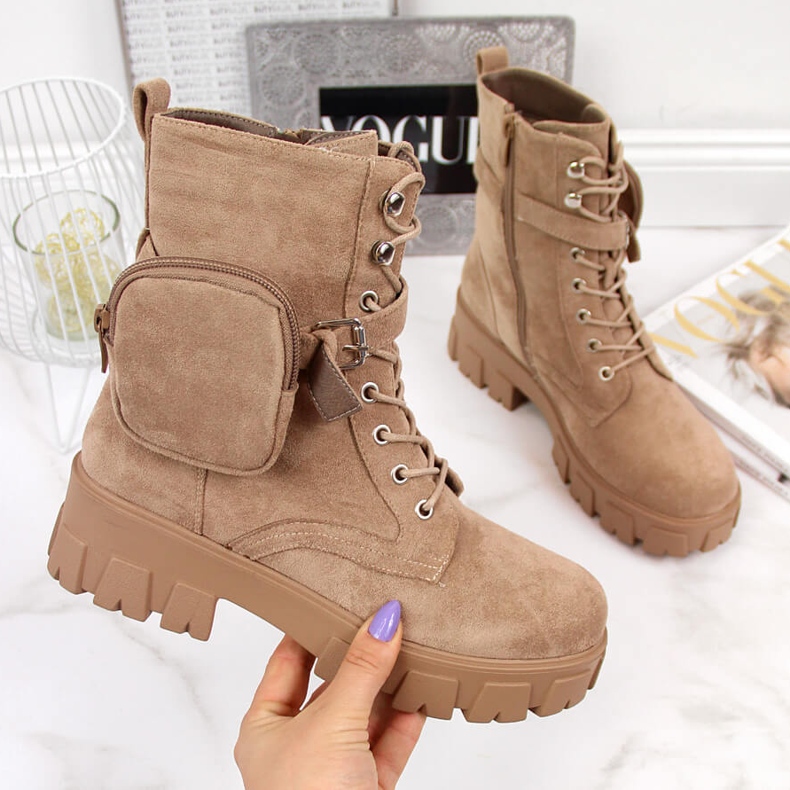 Dámské kozačky na platformě s kapsou, béžová Vinceza béžový 2