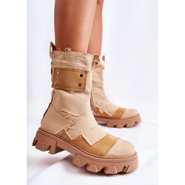 PS1 Vysoké Pracovní Boty Na Tmavě Béžový Nerisa Zip 2