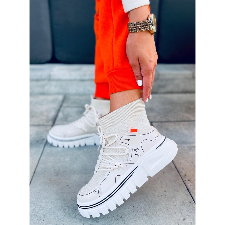 Ponožkové sportovní boty Malin Beige béžový 1