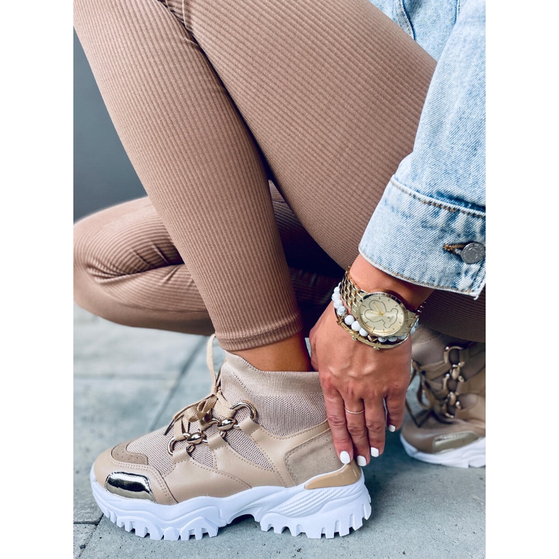 Vysoké ponožky Petra Khaki tenisky béžový 1