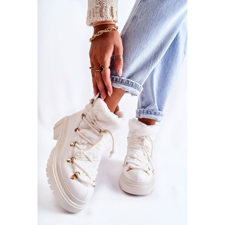 PS1 Eko-kůže teplé boty Trappers White Arisa bílý 1