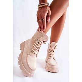Dámské semišové kozačky zavazované béžová Vanita béžový 2 Dámské semišové kozačky zavazované béžová Vanita béžový 2