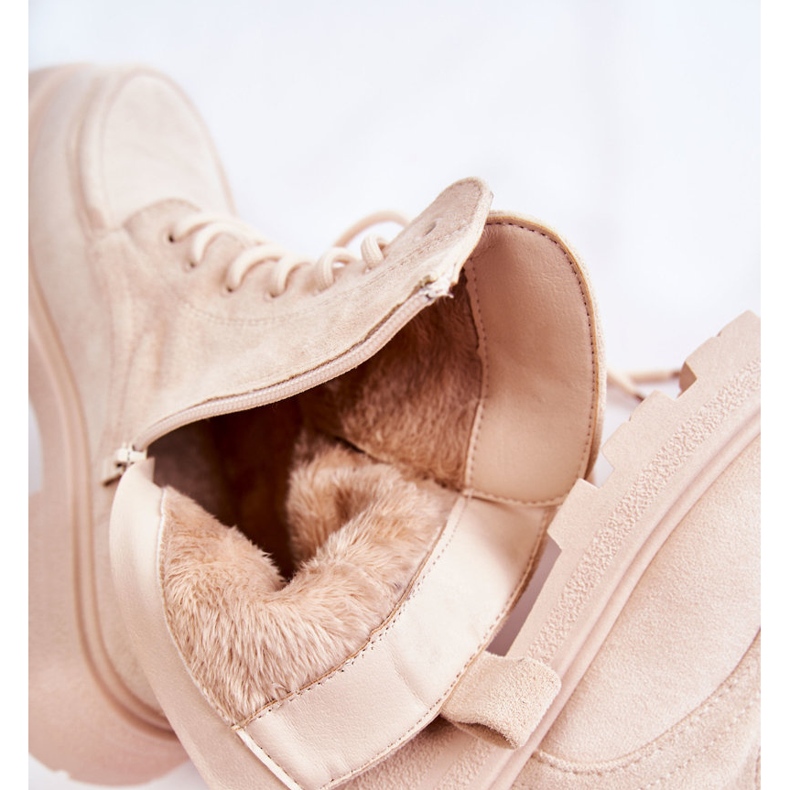 Dámské semišové kozačky zavazované béžová Vanita béžový 1 Dámské semišové kozačky zavazované béžová Vanita béžový 1