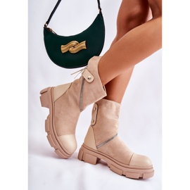 PS1 Módní dámské semišové kotníkové boty Béžová Kandell béžový 2