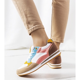 Dámské bílé a hnědé tenisky Kindler bílý hnědý růžový 1 Dámské bílé a hnědé tenisky Kindler bílý hnědý růžový 1