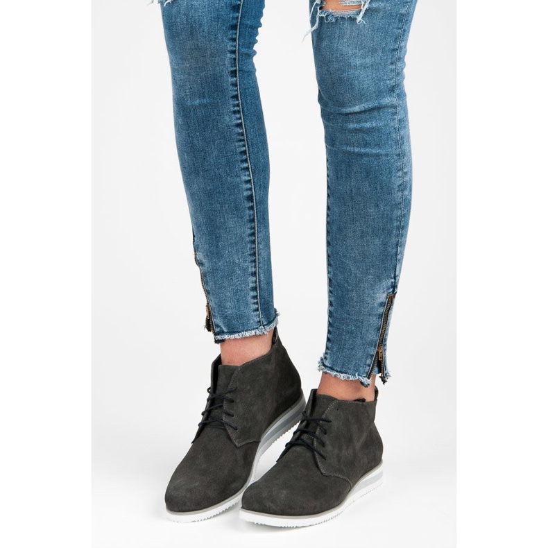 Vinceza Kožené kotníkové boty šedá 1