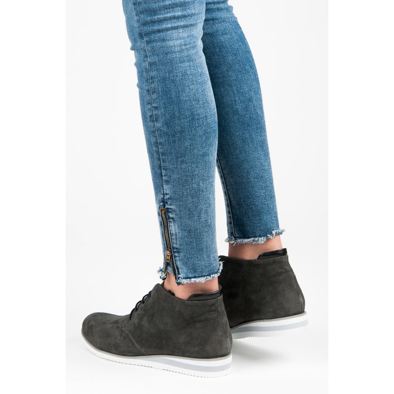 Vinceza Kožené kotníkové boty šedá 2