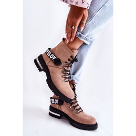 PS1 Semišové Teplé Boty S Páskem Hnědé Aurelio béžový 2