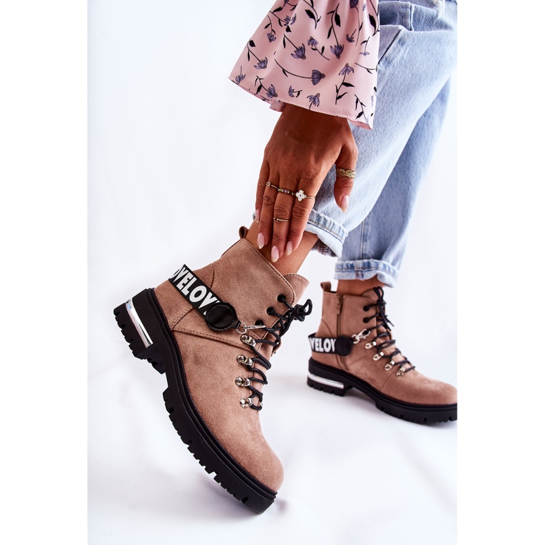 PS1 Semišové Teplé Boty S Páskem Hnědé Aurelio béžový 1