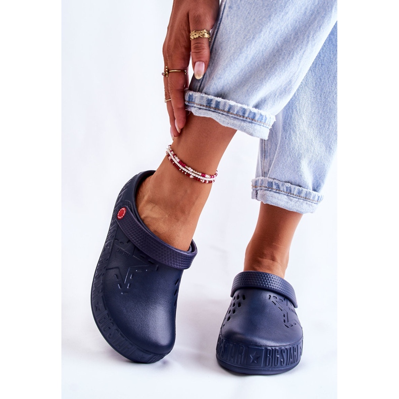 Dámské světlé pantofle Kroks Big Star II275002 Navy Blue modrý 1