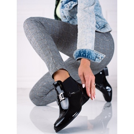 W. Potocki Dámské kozačky Potocki Jodhpur vyrobené z lakované ekologické kůže černá 1