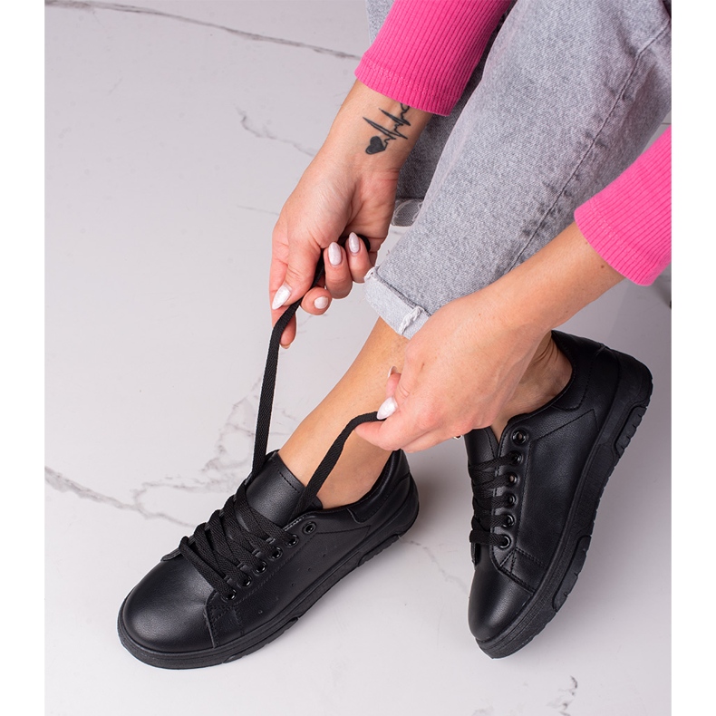 Černé dámské tenisky Shelovet vyrobené z ekologické kůže černá 1