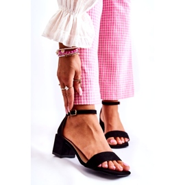 Dámské semišové sandály na vysokém podpatku, černé černá 1