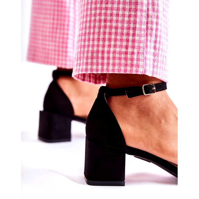 Dámské semišové sandály na vysokém podpatku, černé černá 4