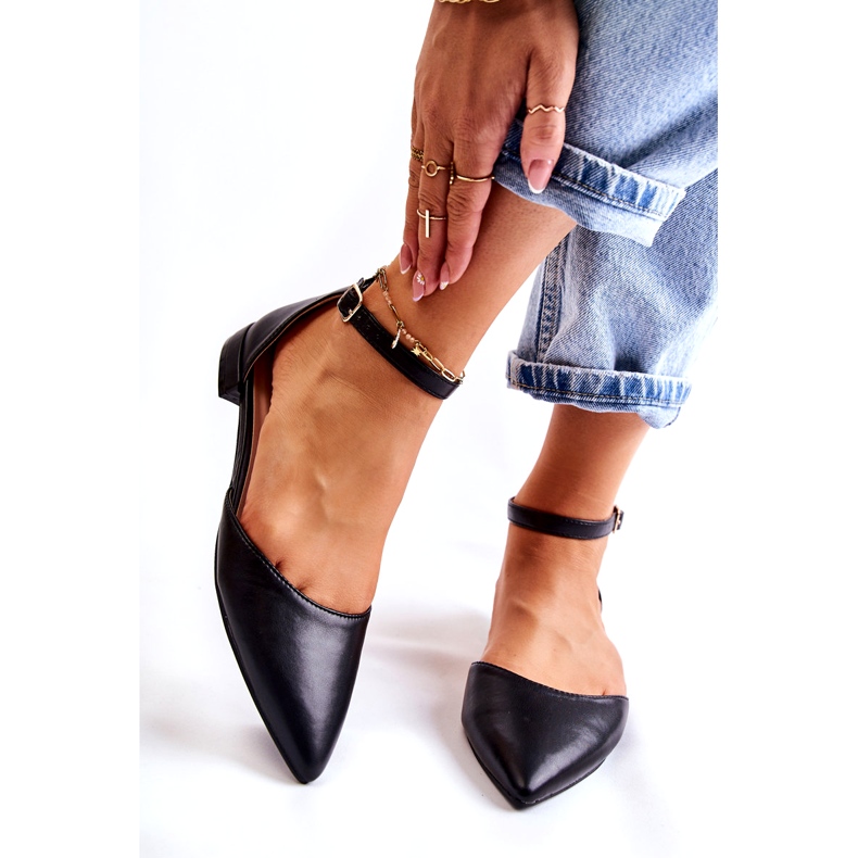 WD1 Dámské kožené balerínové sandály v barvě Spitz Black Caprise černá 1