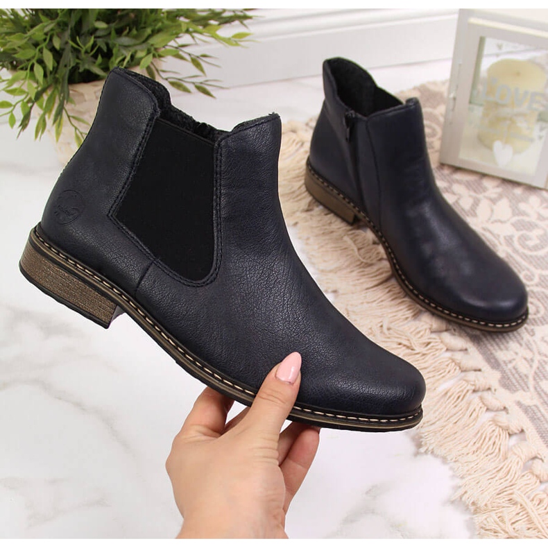 Dámské teplé boty Chelsea, tmavě modrá Rieker Z4994-14 černá 2 Dámské teplé boty Chelsea, tmavě modrá Rieker Z4994-14 černá 2