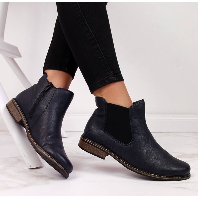 Dámské teplé boty Chelsea, tmavě modrá Rieker Z4994-14 černá 1 Dámské teplé boty Chelsea, tmavě modrá Rieker Z4994-14 černá 1