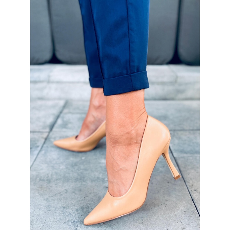 Dámské hladké vysoké podpatky Aurora Camel hnědý 1