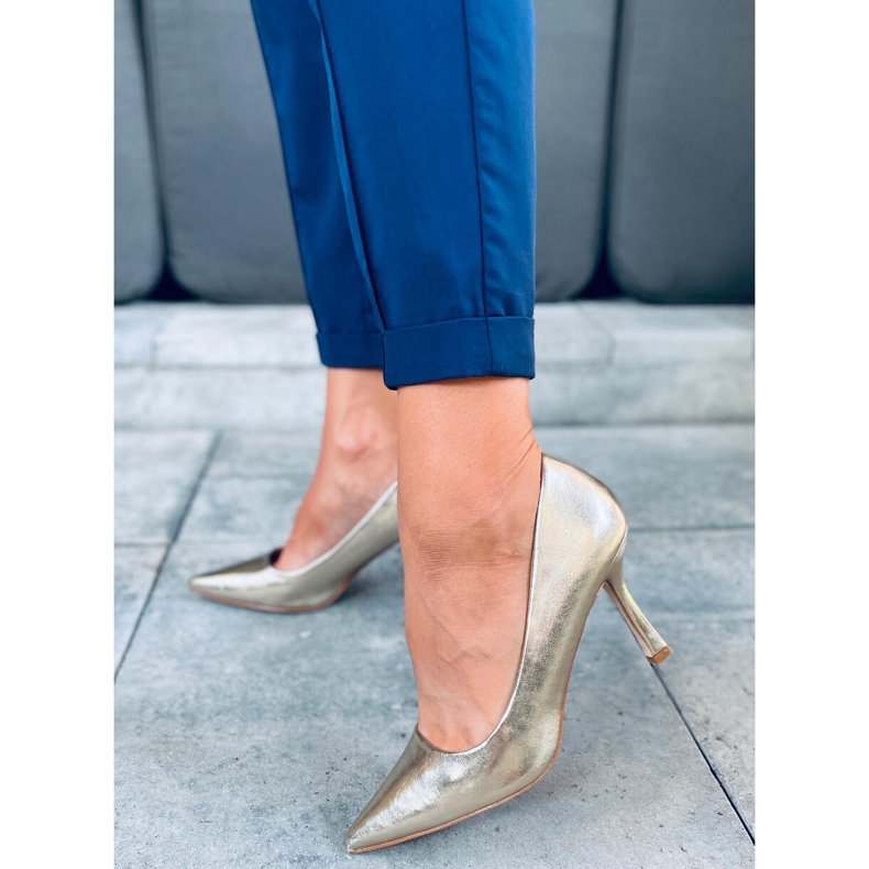 Dámské hladké vysoké podpatky Aurora Gold zlatý 1