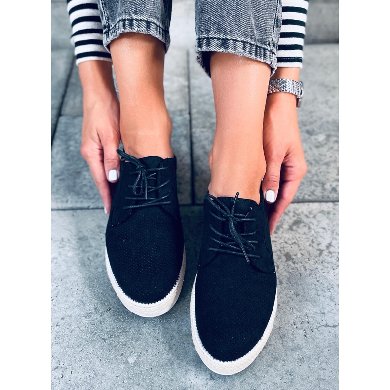 Šněrované mokasíny Guermo Black espadrilky černá 1