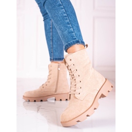 Dámské semišové šněrovací tašky Shelovet, béžové béžový 2