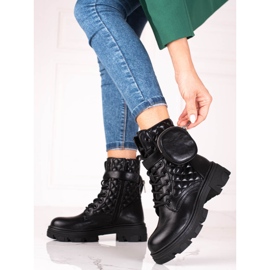 Černé prošívané dámské tašky Shelovet s kapsou na suchý zip černá 1