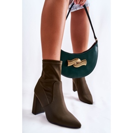 Dámské kozačky na vysokém podpatku z Khaki Amile hnědý 2